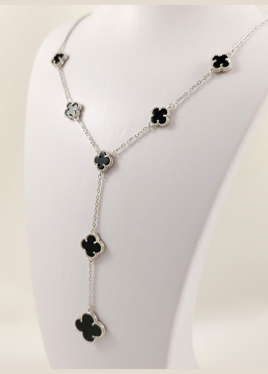 Срібне кольє з оніксом "Конюшина" КЛВ/М-он Shatlen Кольє (341319959)