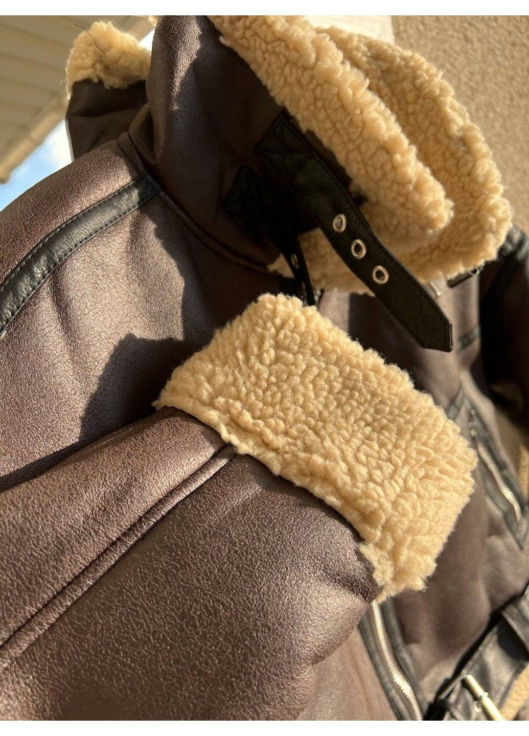 Дубленка женская 265 короткая ремень молния с мехом экокожа AFTF BASIC (304773600)