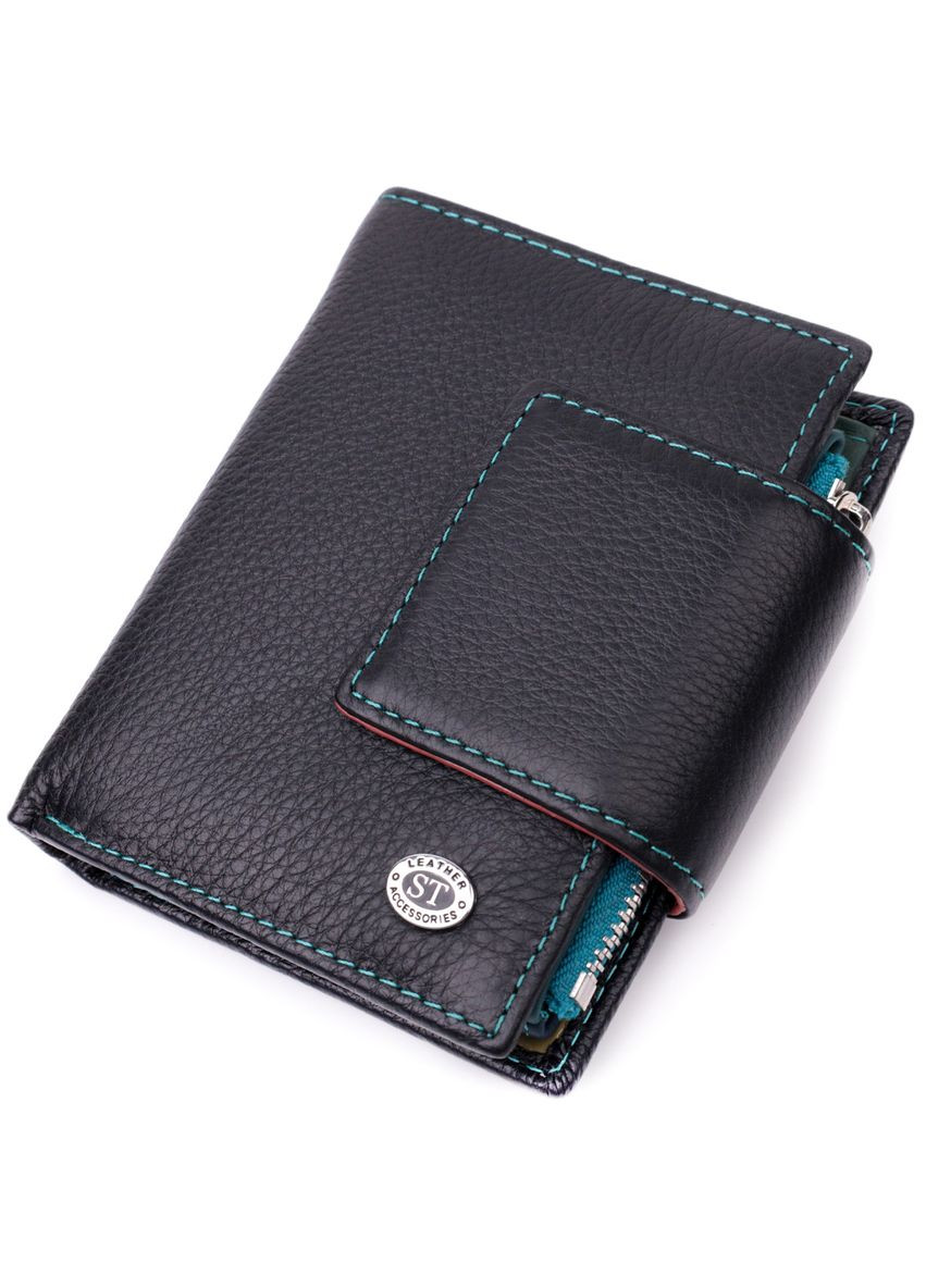 Жіночий гаманець із натуральної шкіри з монетницею 19449 Чорний st leather (306881475)