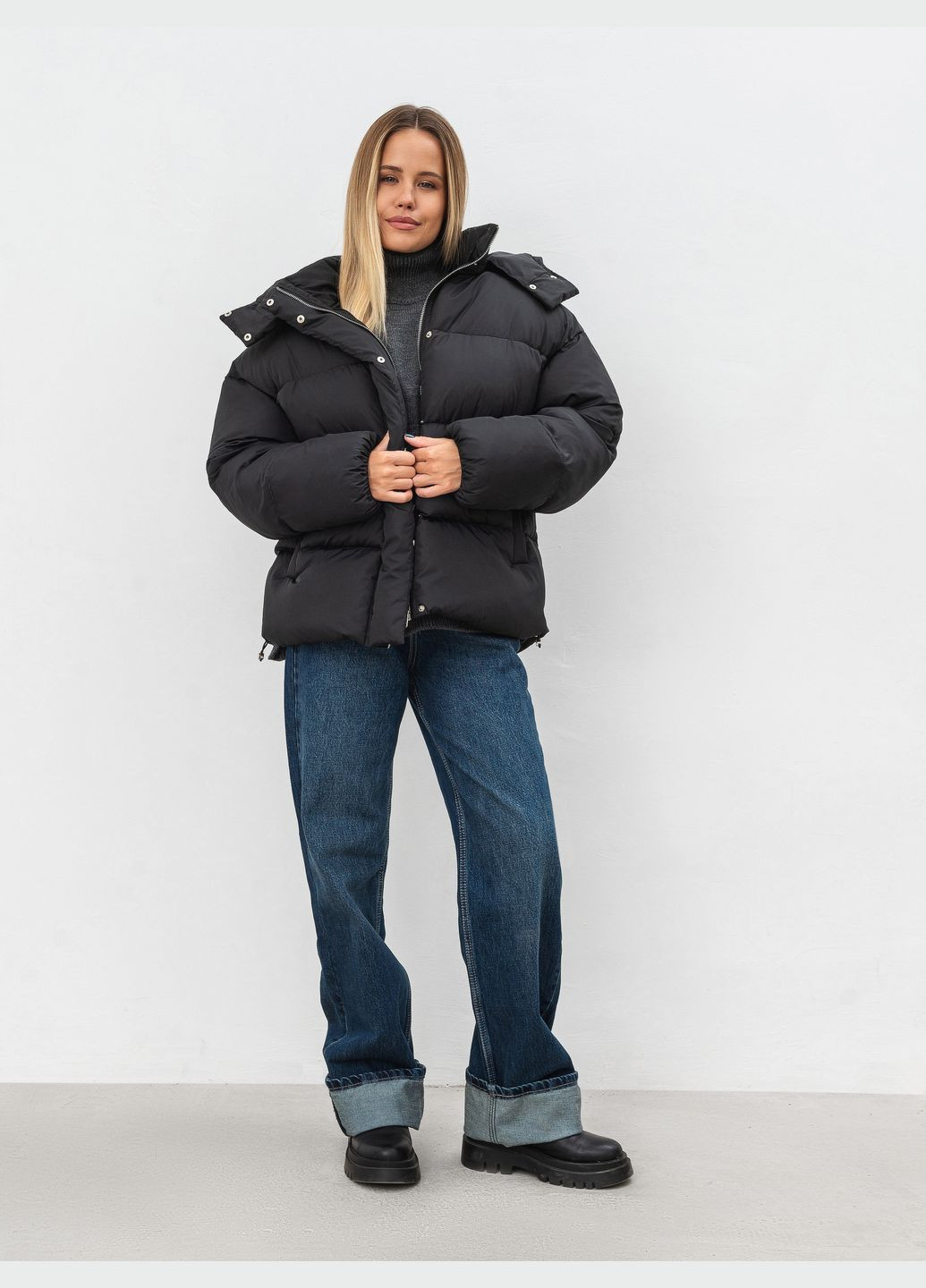 Черная зимняя куртка Romashka Стерлінг