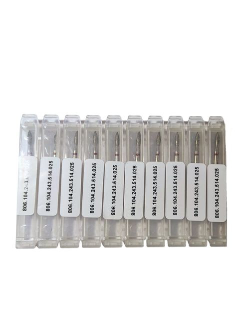 Алмазна насадка для фрезера полум'я d-2.5 мм червона насічка 10 шт. 104.243.514.025 No Brand (299385378)