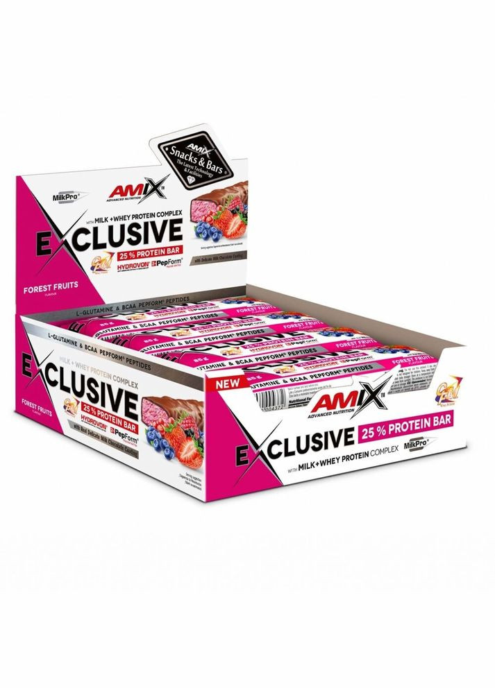 Батончик AMIX Exclusive Protein Bar, 12*85 грам - Лісові фрукти Amix Nutrition (324608261)