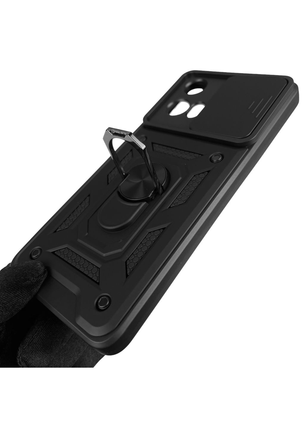 Чохол для Moto G24 Power (PB1E0003RS) броньований з кільцем зі шторкою на камеру на моторола г24 павер чорний rg1 Motorola (366023151)