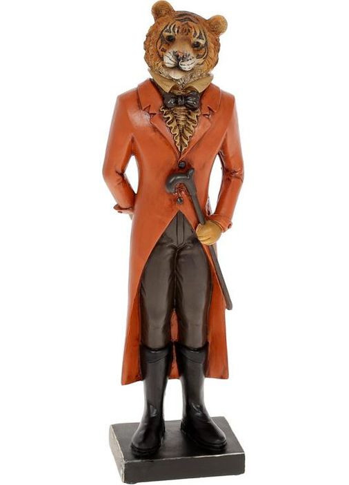 Декоративная статуэтка Тигр с тростью 31.5см терракотовая фигурка из полистоуна для интерьера украшение Bona (368981467)