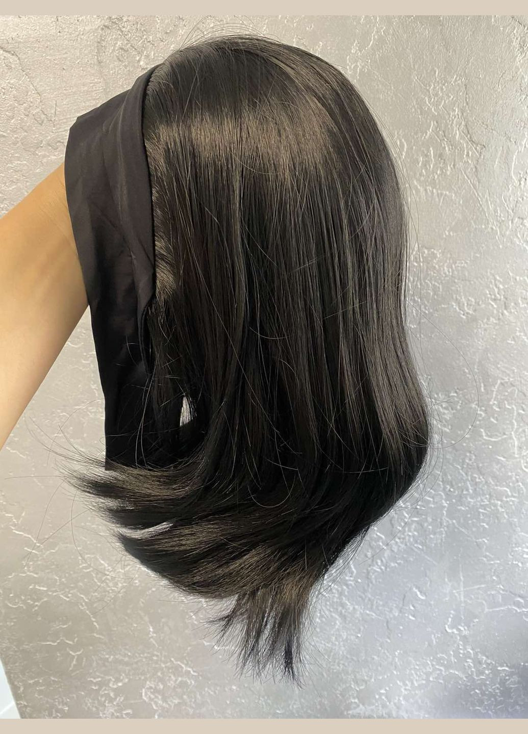 Перука на пов’язці чорна каре + кольорова пов’язка в подарунок No Brand (314713643)