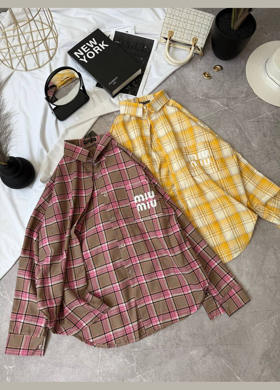 Розово-коричневая рубашка No Brand