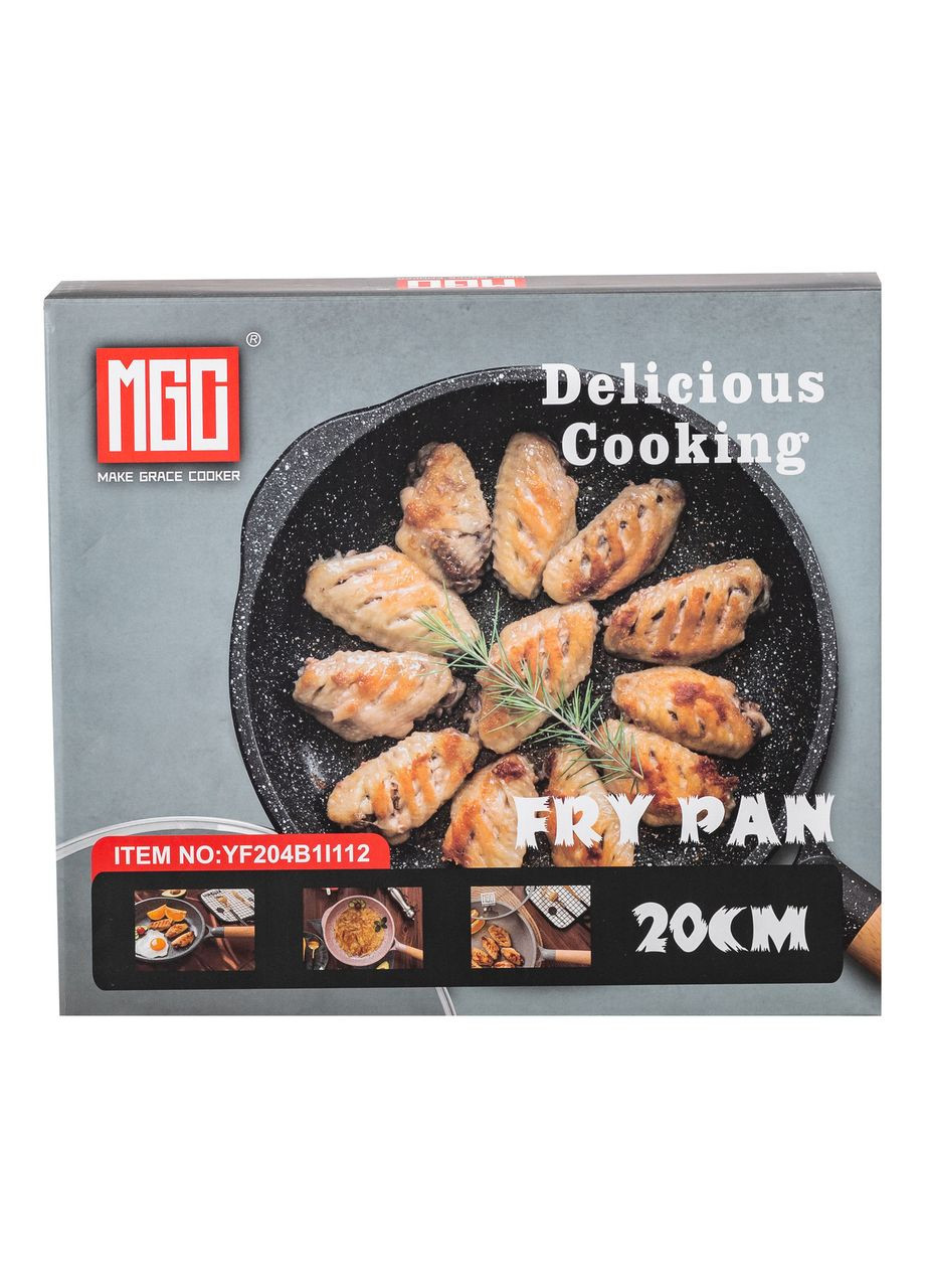 Мармурова алюмінієва сковорода з антипригарним покриттям 1 літр Ø 20 см кавова MGC HP-4-421CO Jooki (358706720)