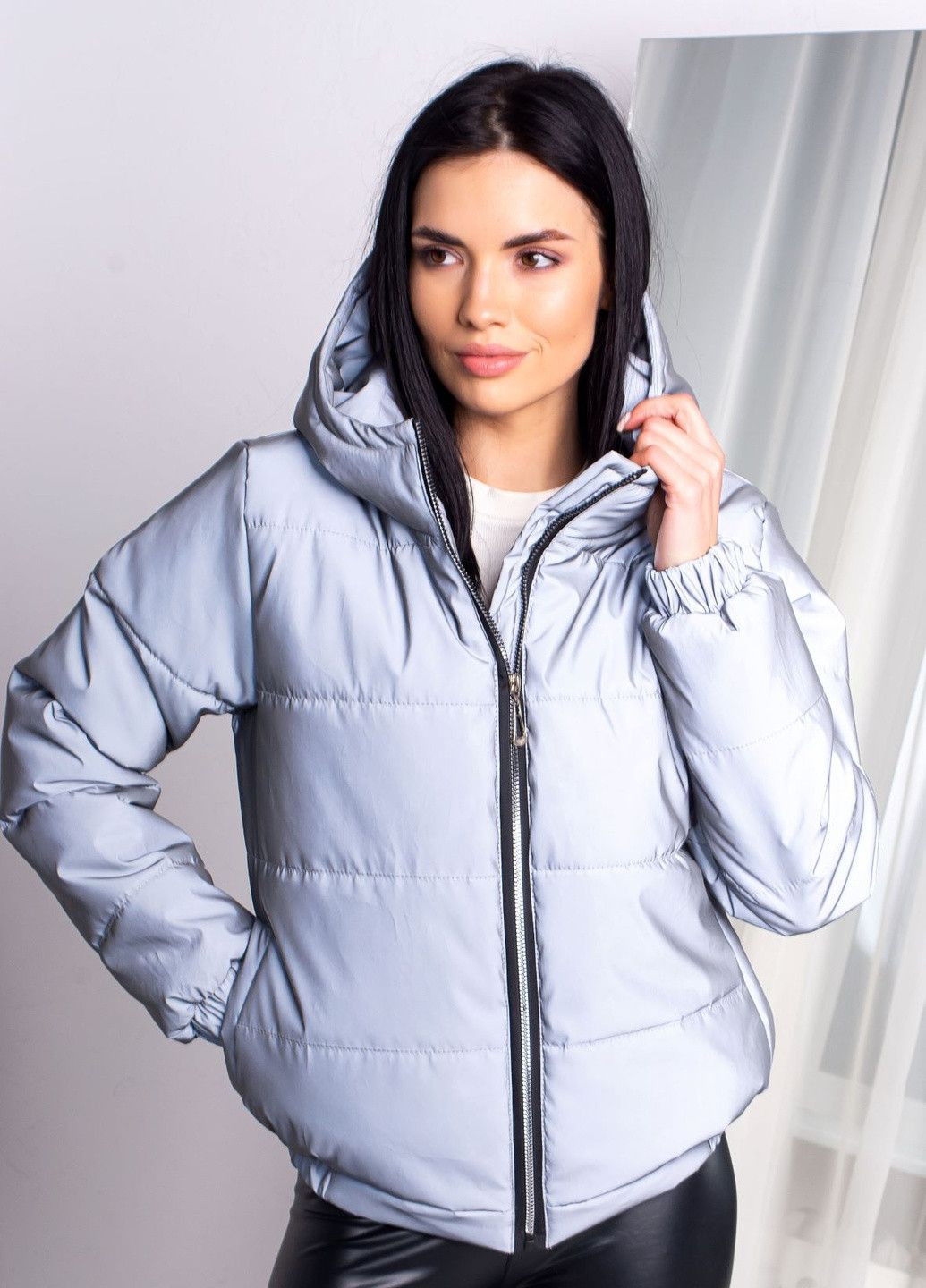Серая демисезонная куртка к-007 светоотражающая SoulKiss k-007