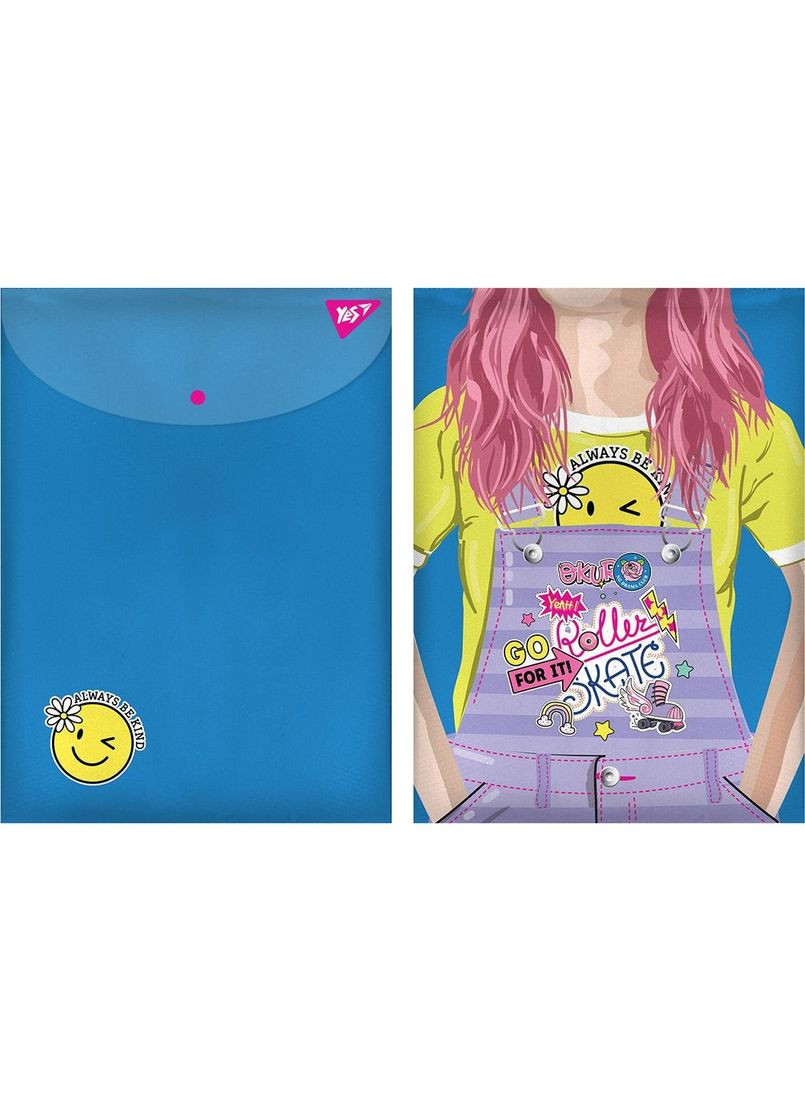 Папка-конверт Smiley Girl, A4, з кнопкою () Yes 491882 (337471693)