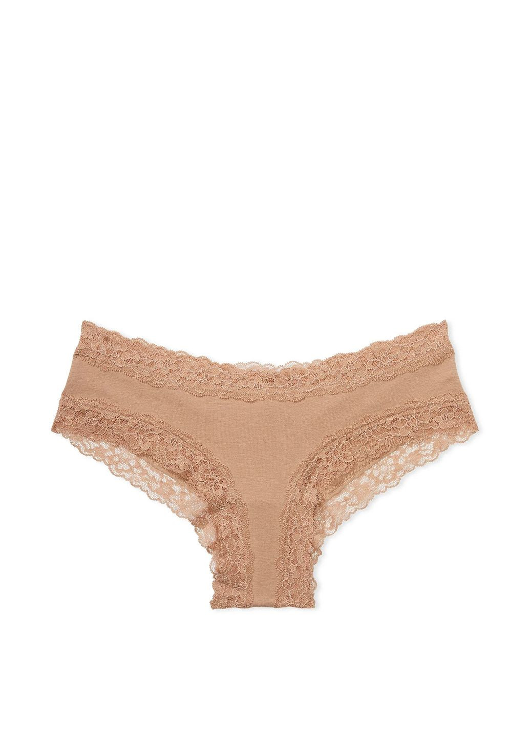 Бежеві бавовняні трусики чікіні з мереживом Victoria's Secret чікі (323190104)