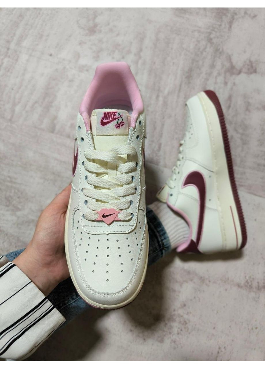КРОСІВКИ ЖІНОЧІ NIKE AIR FORCE 1 CHERRY НАЙК АІР ФОРС 1 ПРЕМІУМ No Brand білі демісезони (368884421)