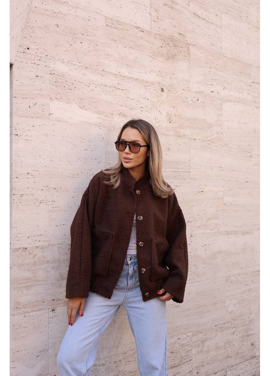 🧥 Бомбер з тканини баранець | Стиль ZARA | Розмірна сітка в описі DK/DL Мода без кордонів на гудзиках (360861346)