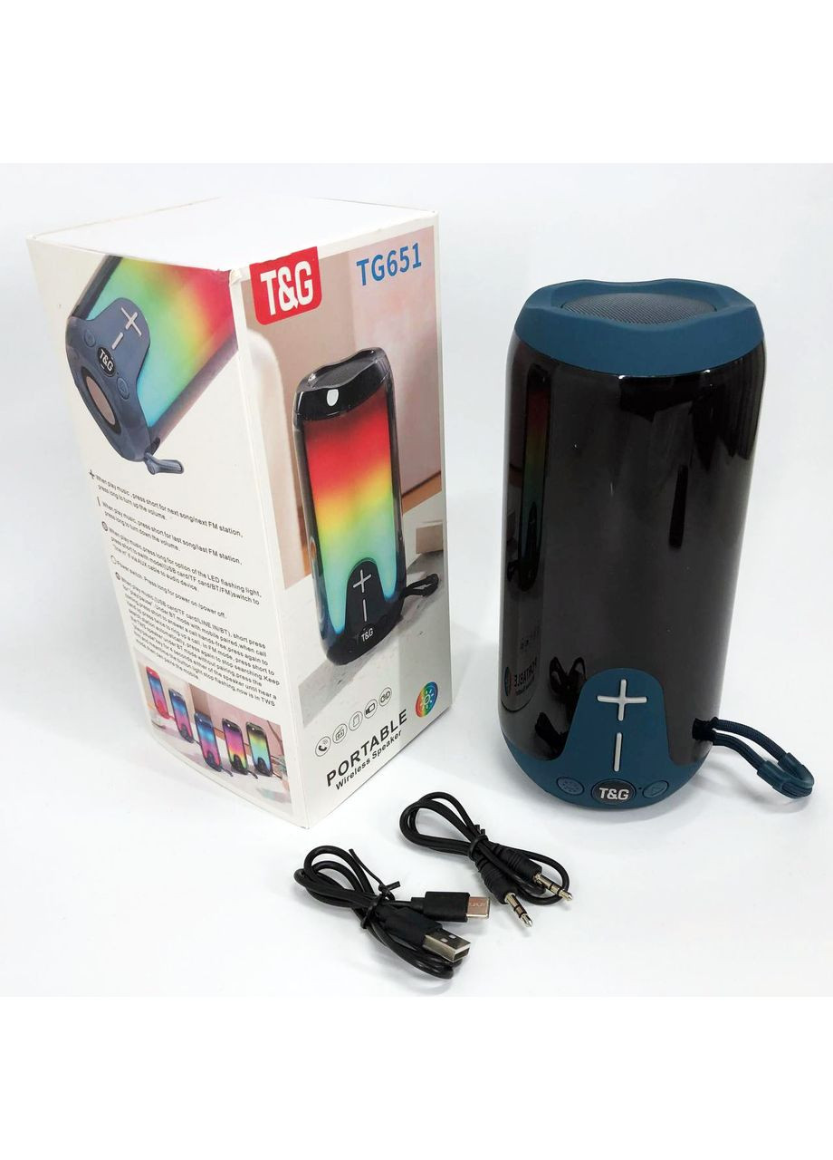 Bluetooth-колонка TG651 с RGB ПОДСВЕТКОЙ, аккумуляторная колонка для музыки, для вечеринки. Цвет: синий T&G (365731646)