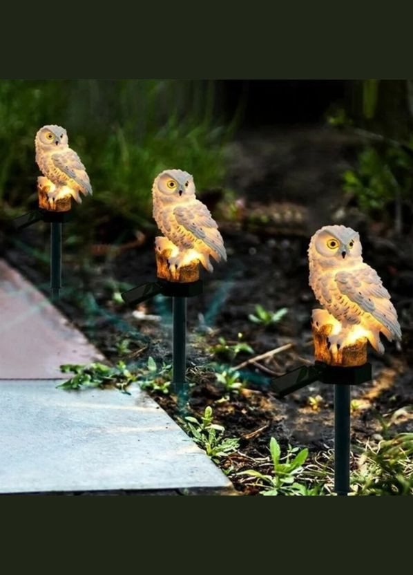 Уличный садовый светильник Сова белая на солнечной батарее 1шт. ТЕПЛЫЙ БЕЛЫЙ Po Fanu (325484003)