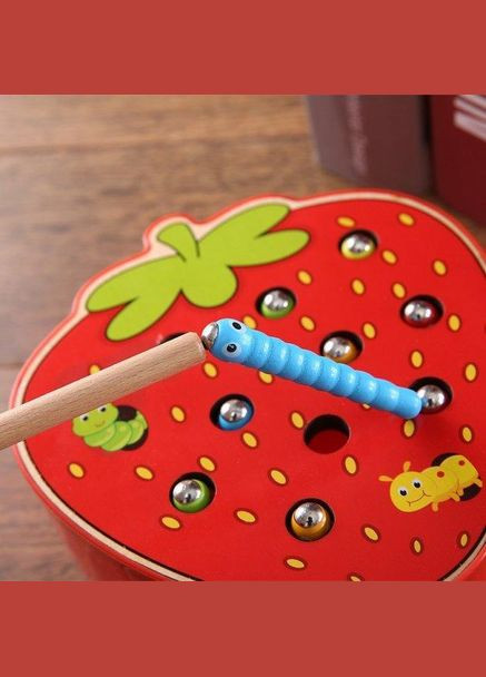 Магнітна рибалка з черв'ячками Ban Tong Nian Полуничка Монтессорі Fun Game (327217330)