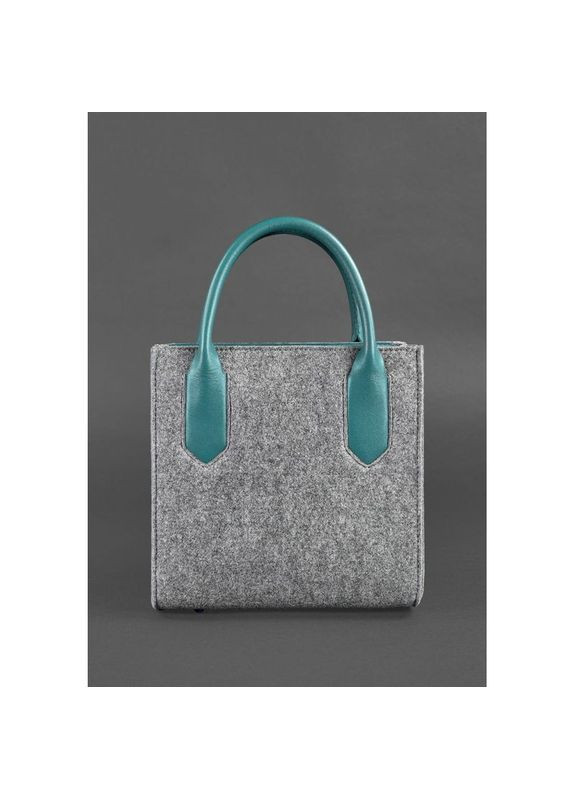 Фетрова сумка жіноча через плече крос-боді Чорнийwood зі шкіряними бірюзовими вставками BlankNote (302007668)