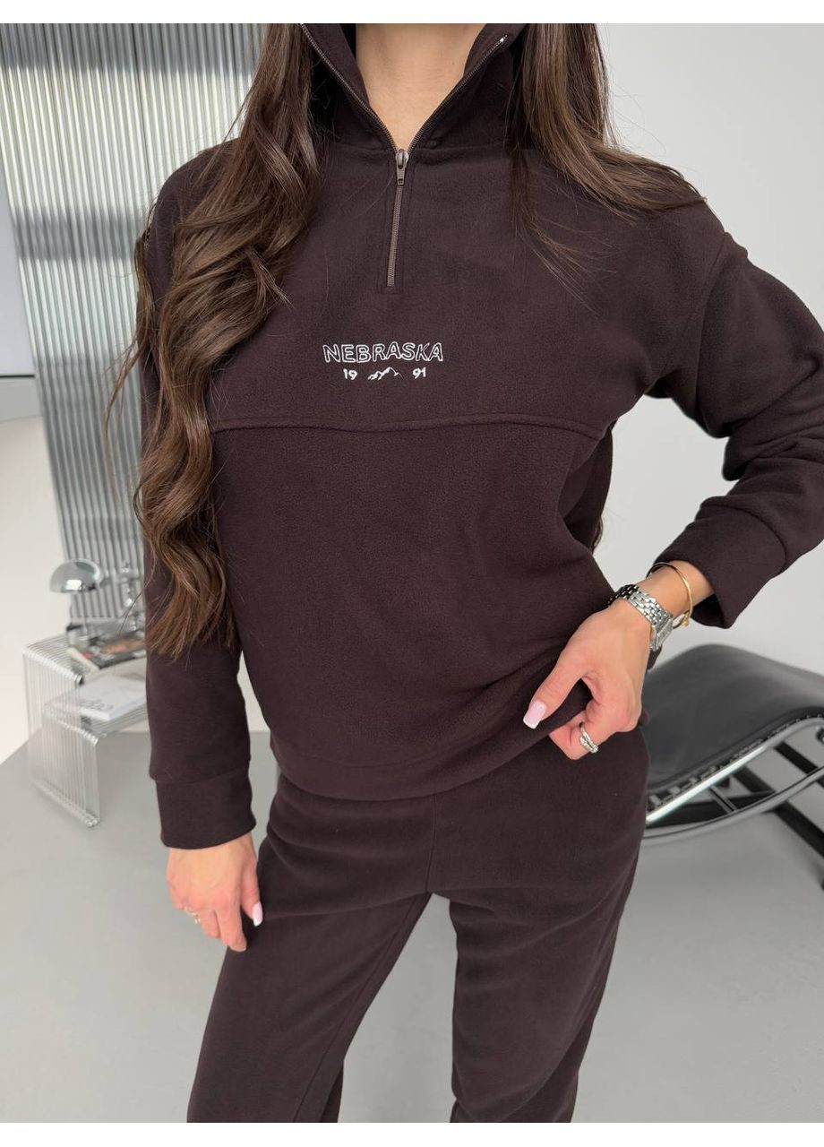 Костюм 448 двухсторонний Полар флис брюки и кофта с воротником на молнии с вышивкой Україна (370091883)