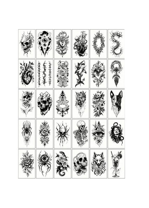 Набір дитячих тимчасових татуювань "Чорні міні №5" black-tattoo-mini-set-5-T Fresh Tattoo (337170796)