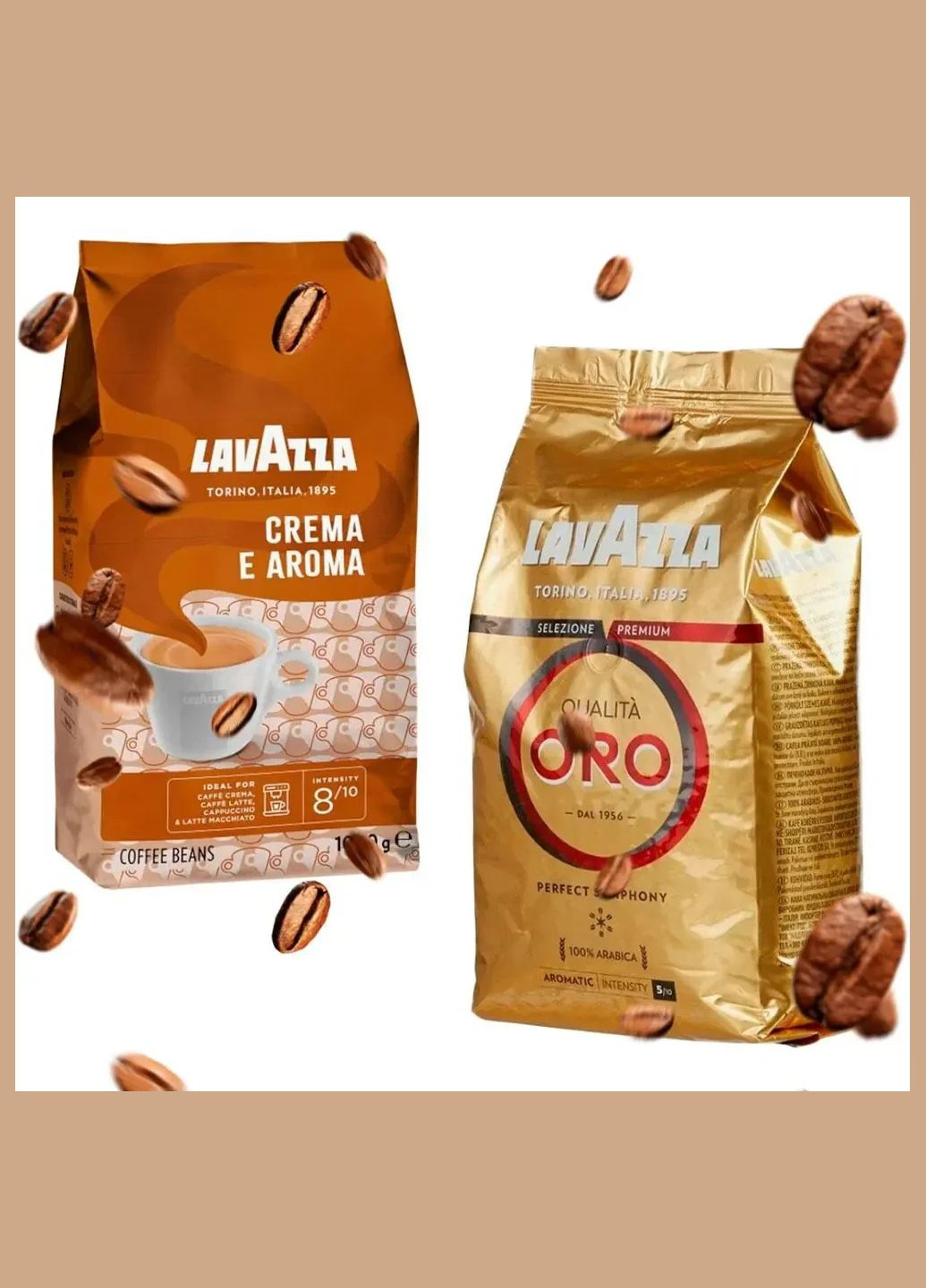 Комплект кофе в зернах Qualita Oro 1кг + кофе в зернах Crema E Aroma 1кг Натуральный кофе(производитель Польша) Lavazza (340299490)
