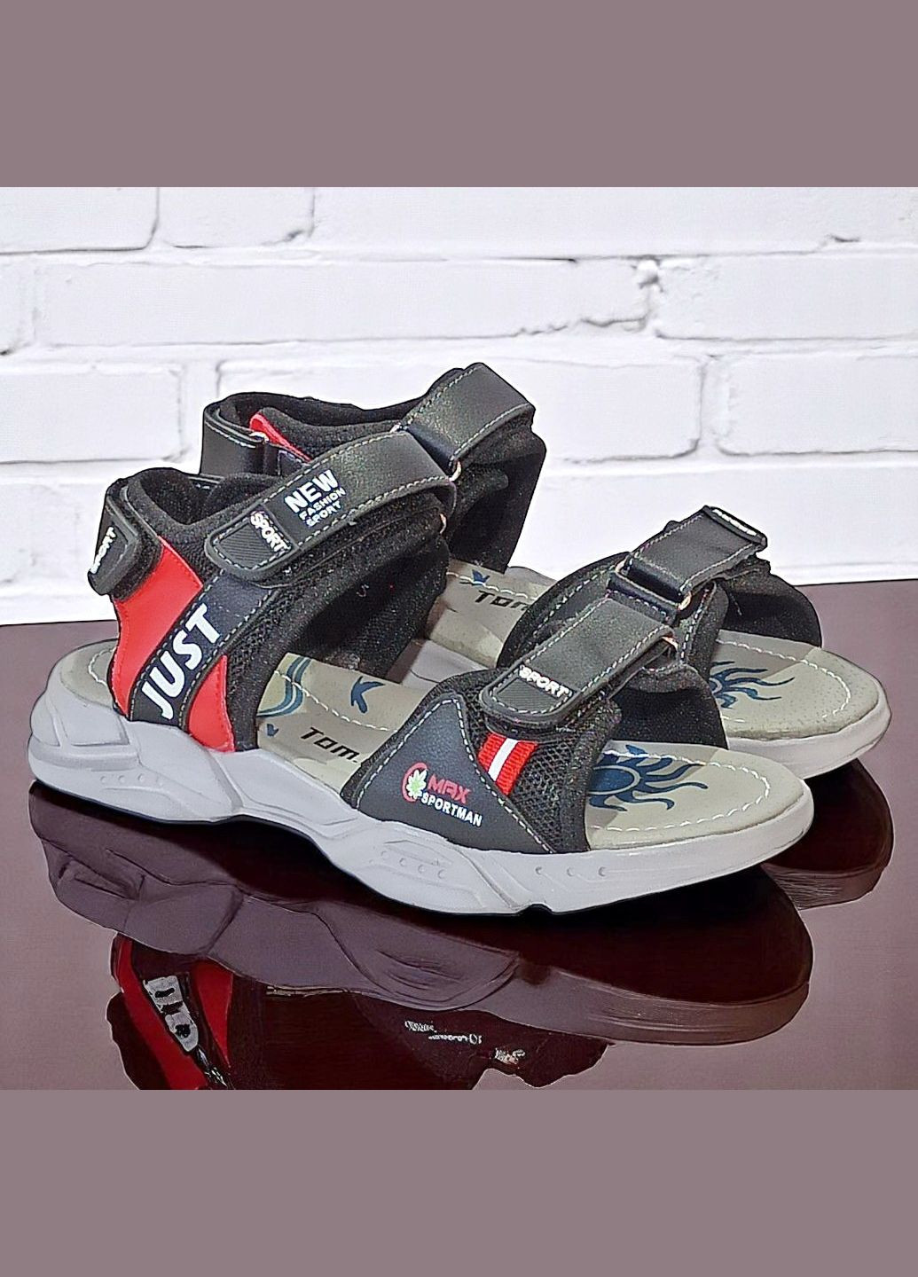 Черные спортивные, повседневные открытые спортивные босоножки сандалии на липучках для мальчика том м Tom.M на липучке