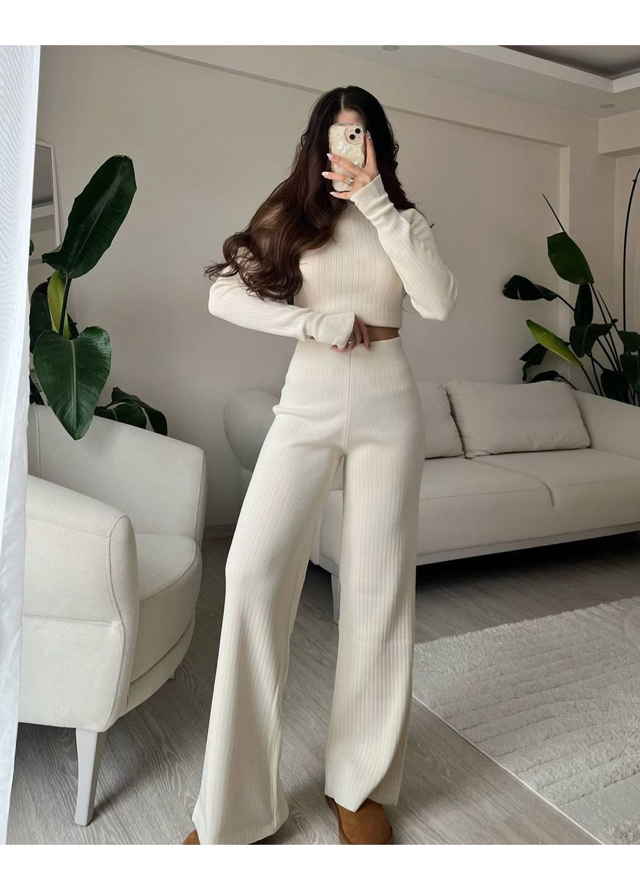 Жіночий трикотажний костюм із топом і брюками Україна (361849904)