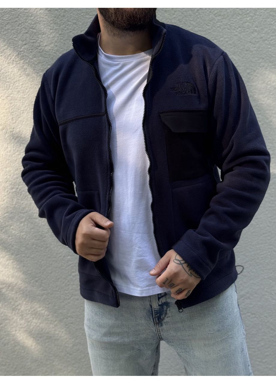 Темно-синяя демисезонная мужская флисовая куртка navy blue The North Face