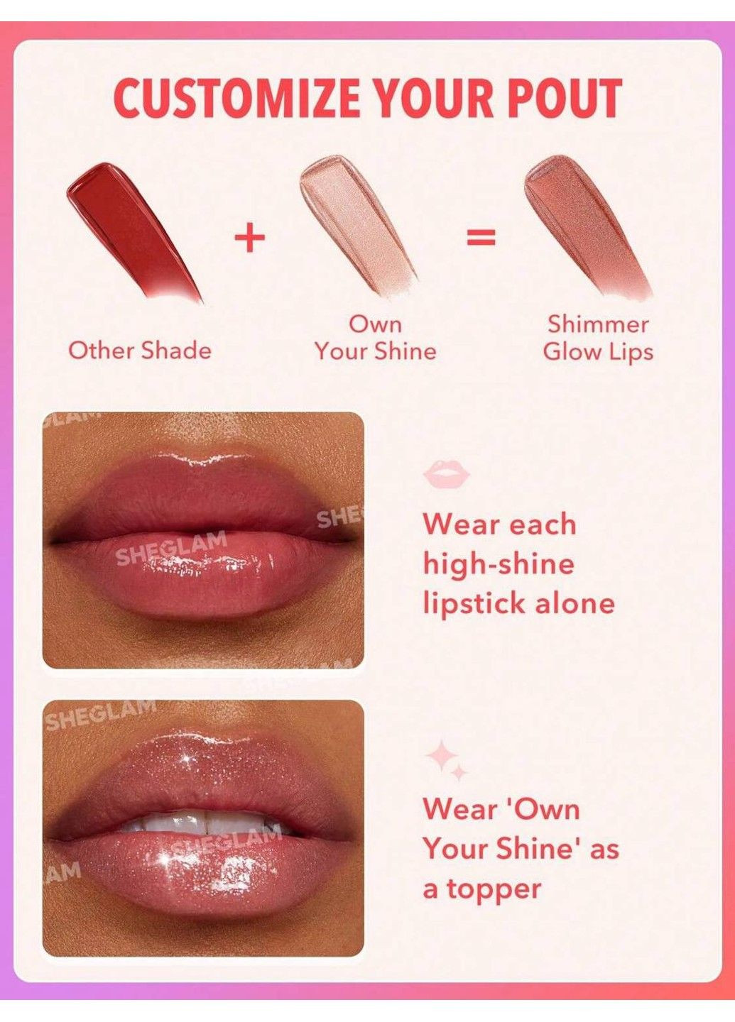 Помада для губ глянцевая Mirror Kiss High-Shine Lipstick 2.9 г Own Your Shine Sheglam (361866612)