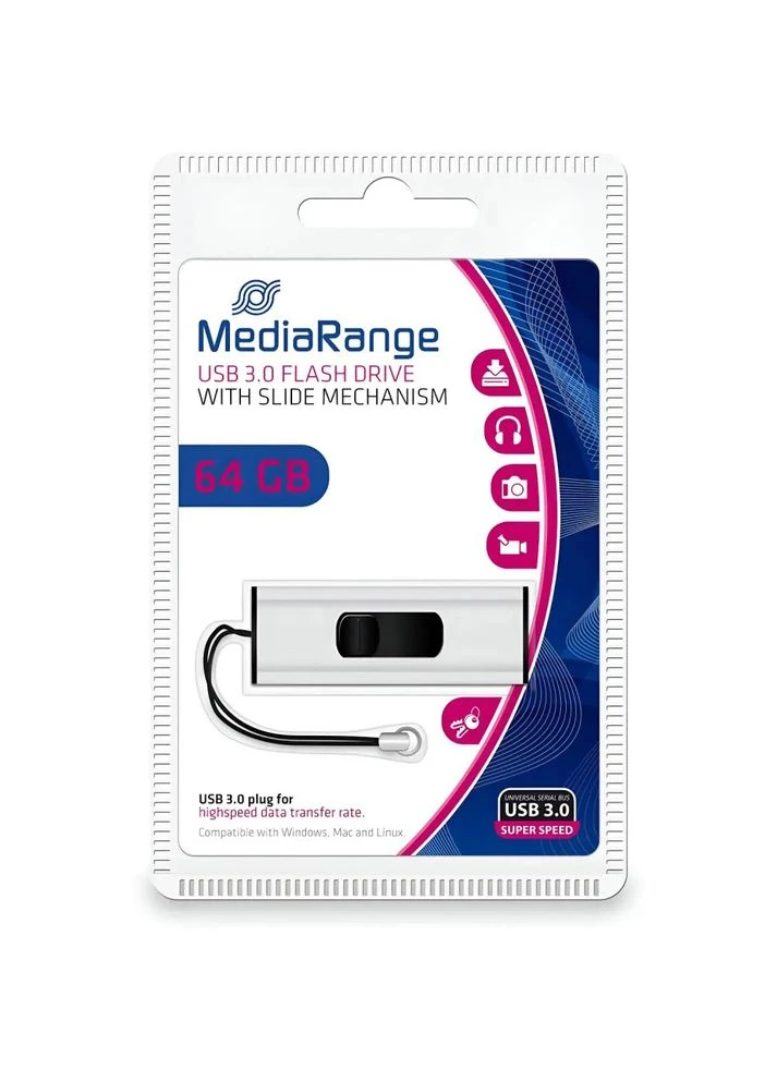 Флеш-накопичувач USB3.0 64GB Black/Silver (MR917) Mediarange (336954123)