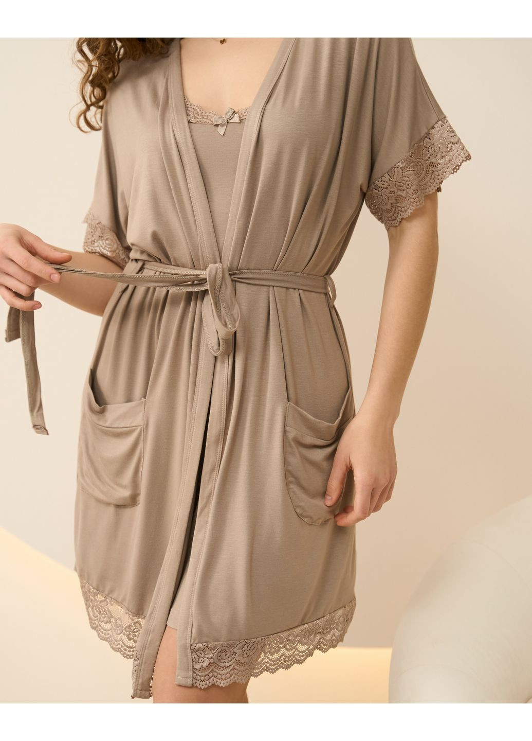 Однотонный комплект халат и сорочка Вискоза Nicoletta (368754387)