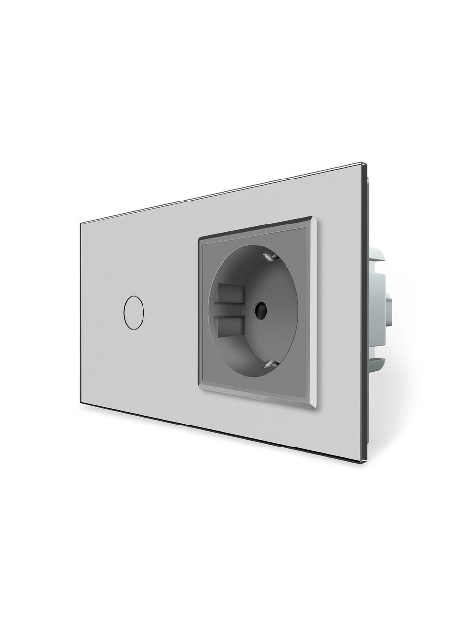 Умный сенсорный EC выключатель 1 сенсор 1 розетка стекло (VL-M7FC1Z2/FCTC16A-2IP) Livolo (371777254)