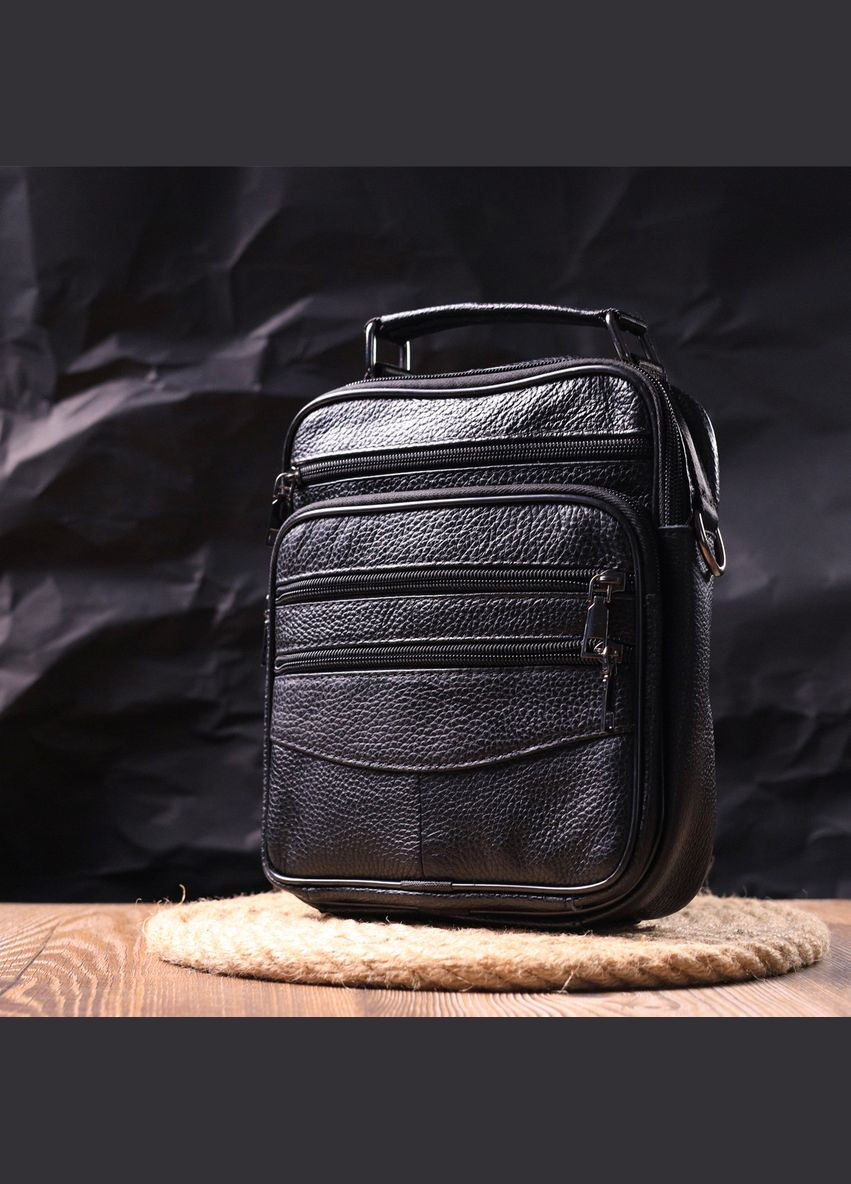 Сумка вертикальная кожаная 21270 Черная Vintage (298567011)