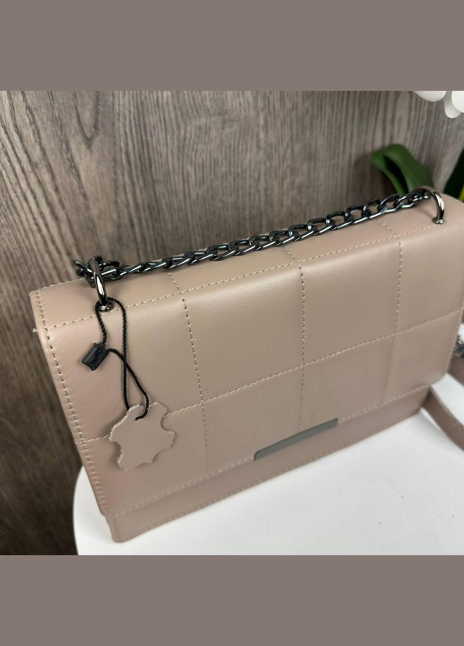 Жіноча шкіряна сумочка клатч з ланцюжком на плече з натуральної шкіри бежевий (sku_1696Б) No Brand (330575918)