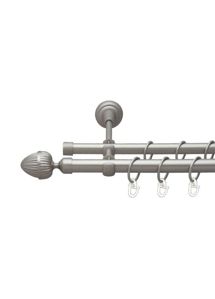 Карниз Одеон металлический двухрядный открытый гладкая труба Сатин 19\16 мм 160 см (00-00013744) ORVIT (300279277)