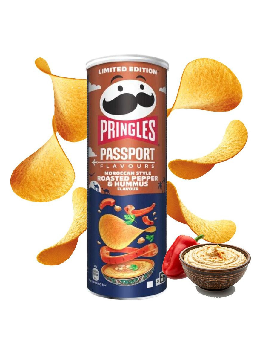 Чипсы Passport Moroccan Style Roasted pepper&Hummus Flavour 165 г Pringles (369622524)