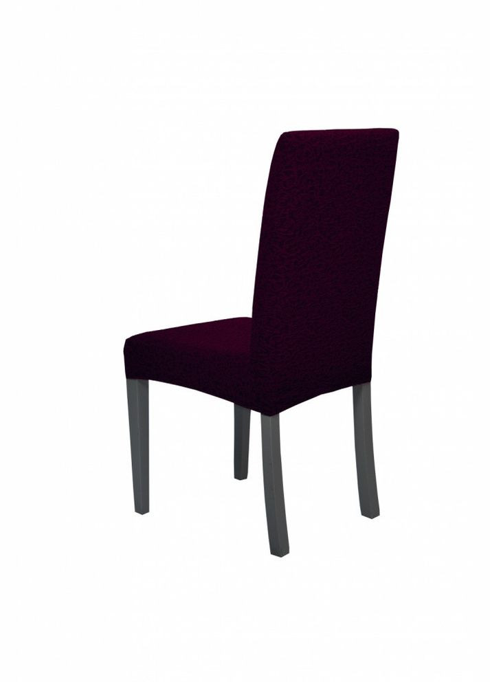 Жаккардовые чехлы на стулья без оборки (натяжные) набор 6-шт 421 Бордовый Venera (268547829)