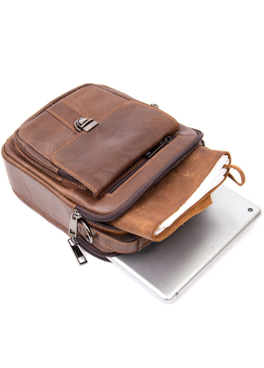 Шкіряна сумка крос боді чоловіча месенджер через плече коричнева 20396 Vintage (329197072)