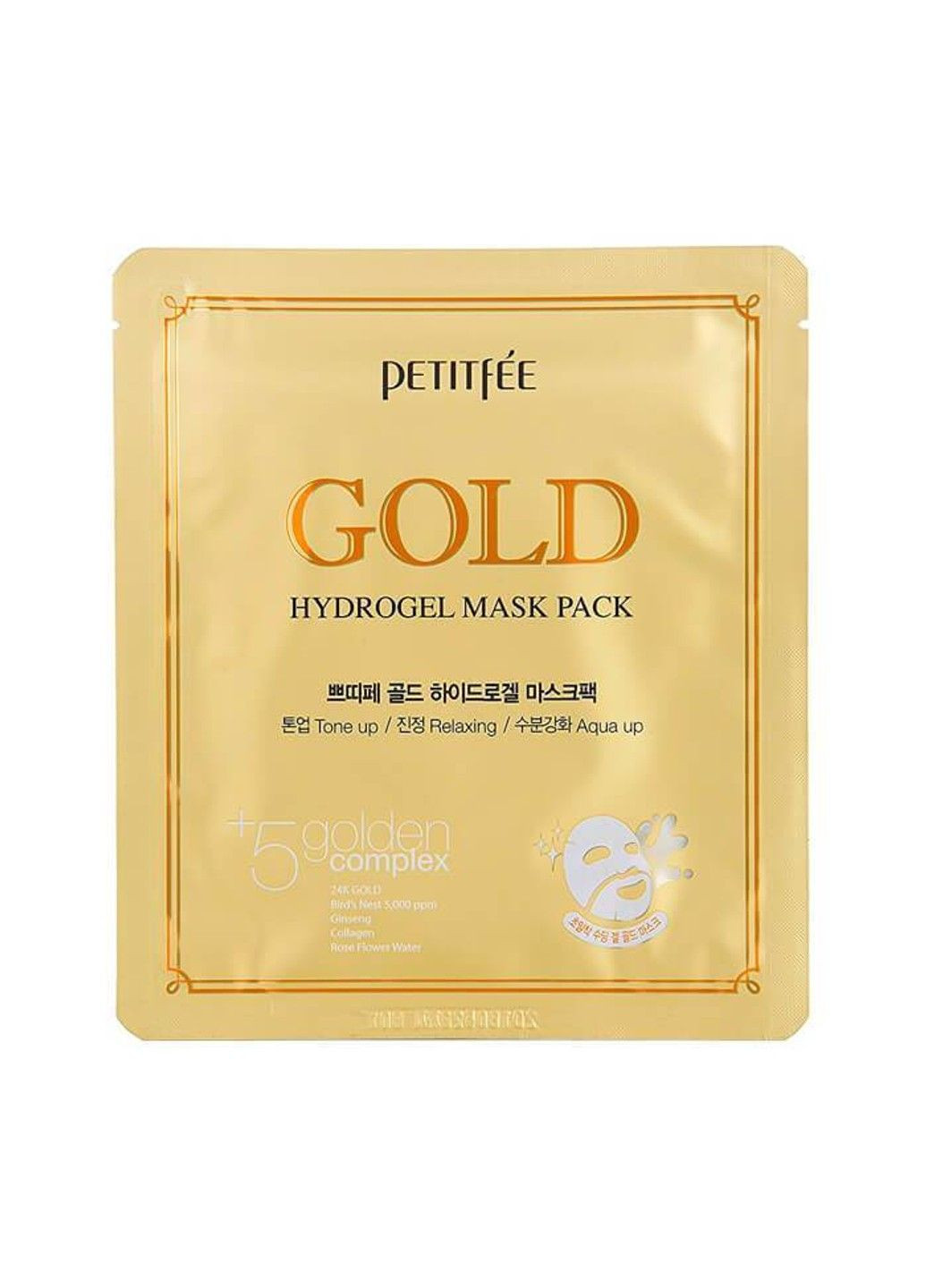 Гідрогелева Маска Зволоження І Відновлення З Колоїдним Золотом GOLD Hydrogel Mask Pack Petitfee (301084109)