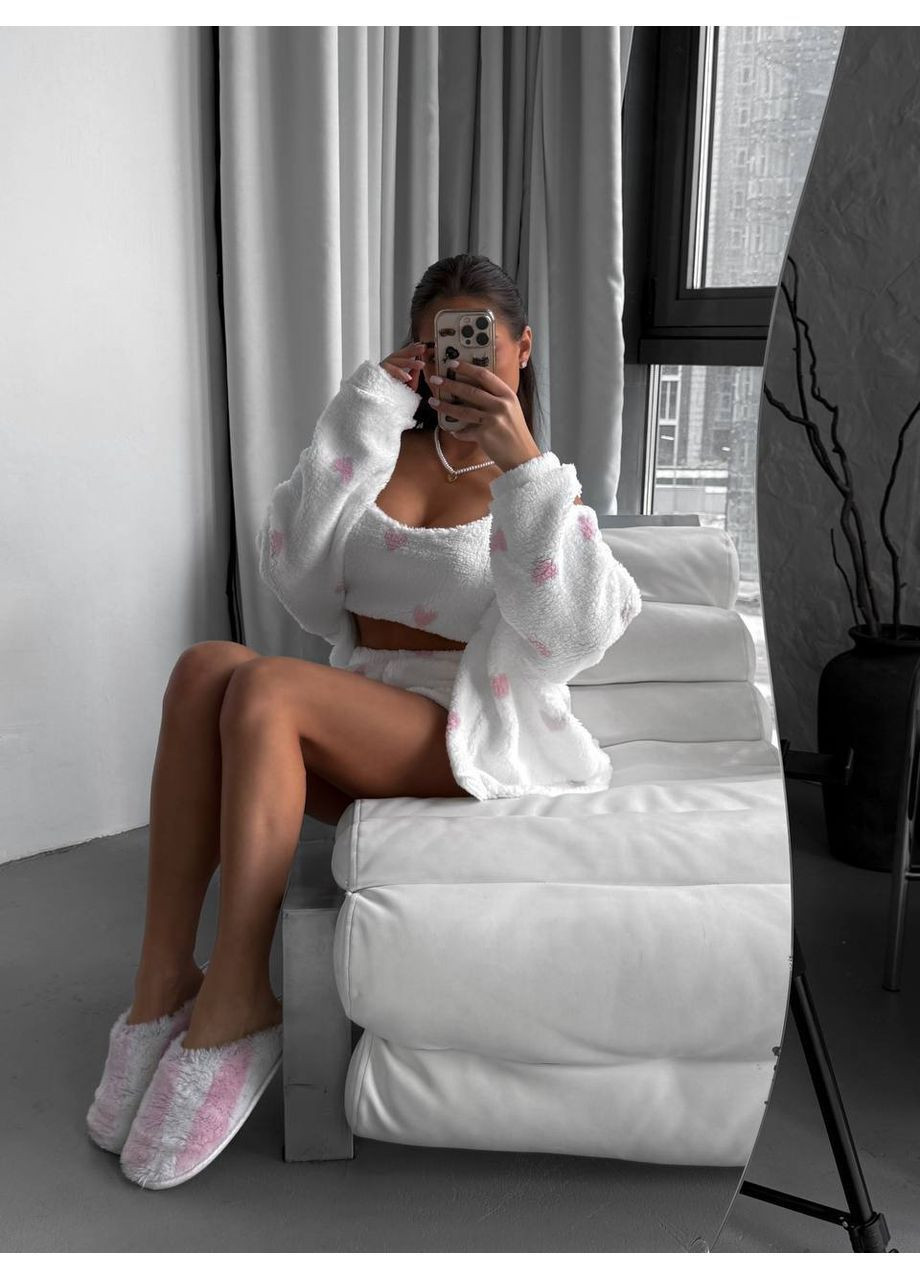 Молочна жіноча махрова піжама трійка Osoblyva