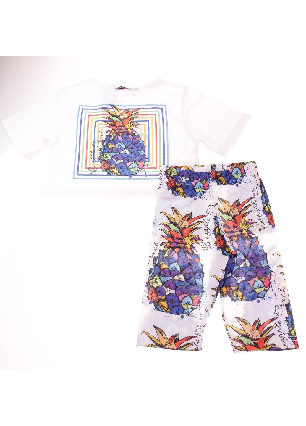 Белый летний футболка + бриджи 163 1 и темно синий HA