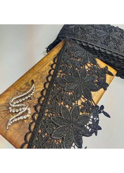 (1 метр) Кружево макраме 11 см цвет - черный (34м-C70323-2) Plus-plus (352743183)