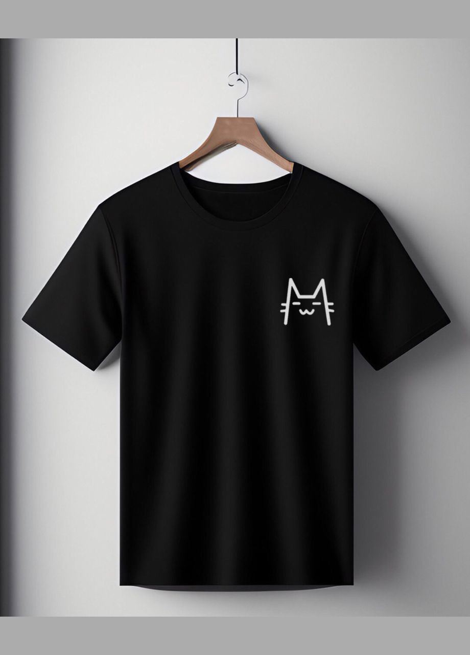 Футболка черная оверсайз унисекс с котиком Handmade (308245158)