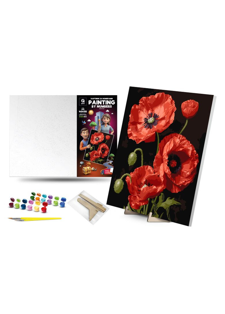 Картина за номерами QB900-028 "Червоні маки" 40х50см qbee No Brand (362430615)
