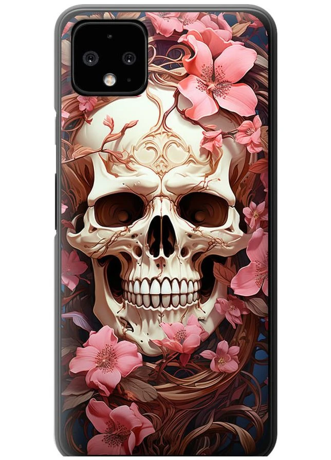 Силіконовий чохол 'Череп у рожевих квітах' для Endorphone Google Pixel 4 XL (281328084)