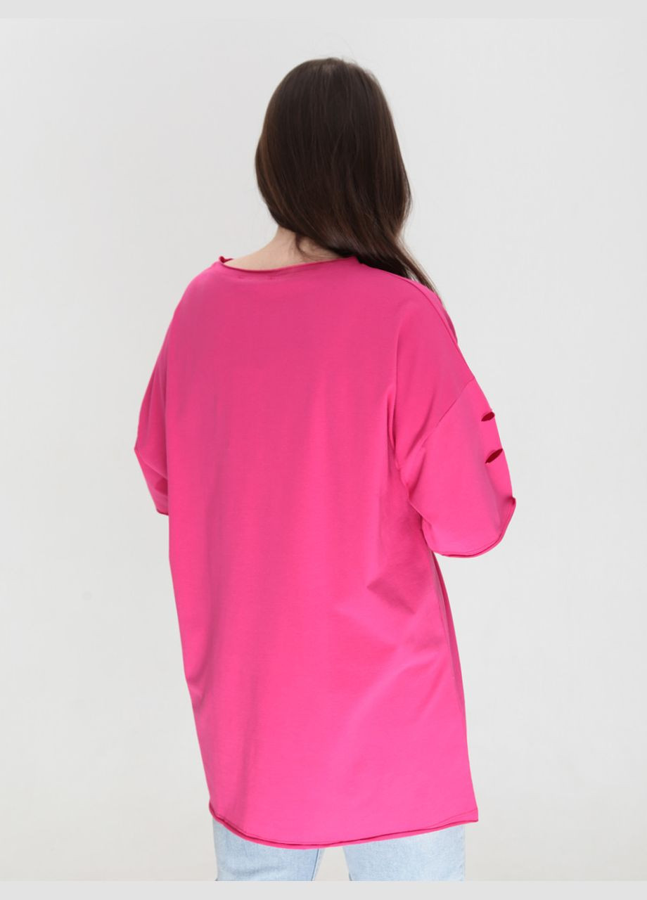 Футболка жіноча рожева подовжена великий розмір JEANSclub Вільна - (322999554)
