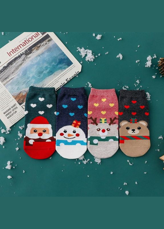 Комбіновані новорічні шкарпетки різдвяні комплект 4 пари шкарпеток honey fashion accessories 35-38р (1-91/2) новорічні (313453420)