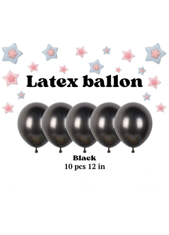 Латексні кулі набір 12 дюймів колір black хромовані 10 шт. у наборі No Brand (345706962)