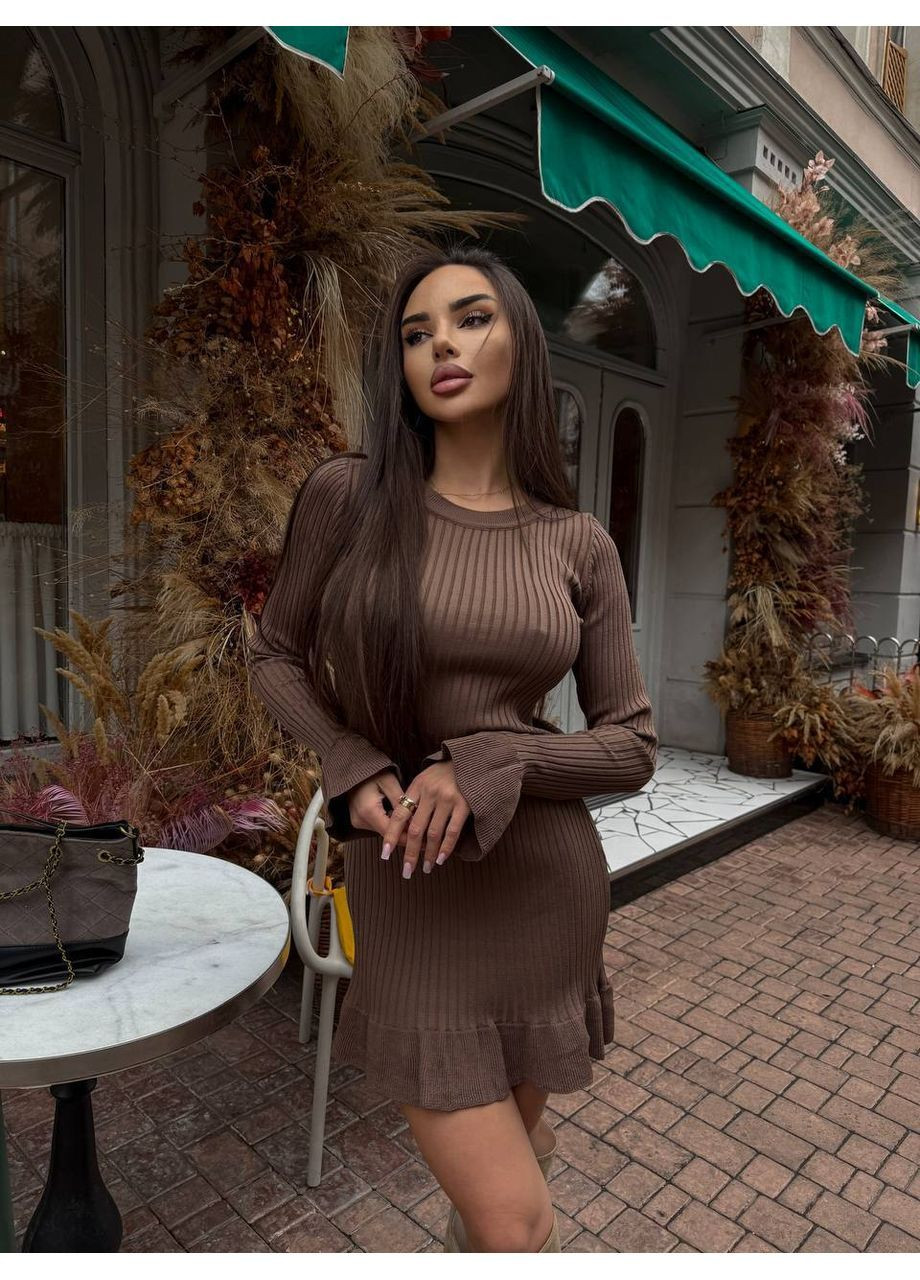 Коричневое кэжуал женское платье No Brand