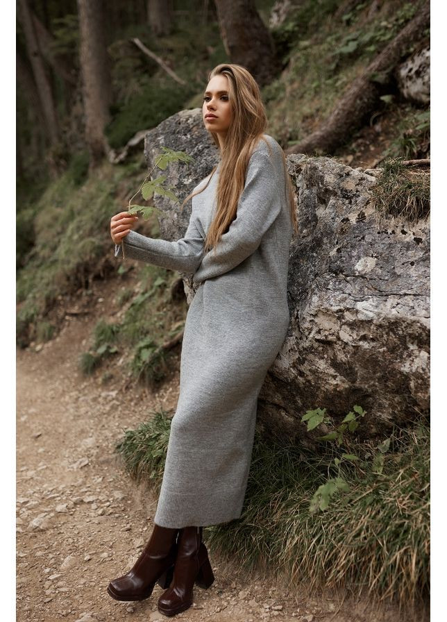 Сіра сукня 2792 тютюн Triko Bakh