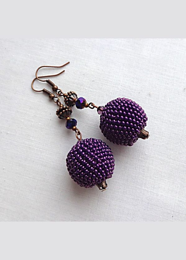 Фіолетовий набір прикрас з бісеру ручної роботи на шию "Фіолетова таємниця" No Brand (358224289)