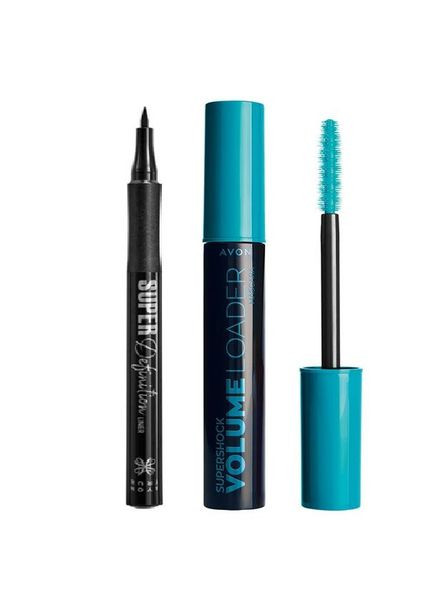 Набір для очей: Туш для вій СуперШок SuperShock і Рідка підводка для очей «СуперАкцент» Avon (316450366)
